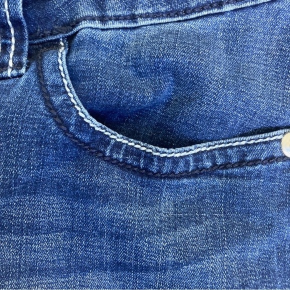 Lee Midrise Fit Bootcut Jeans Dark Wash Bling Pockets Rhinestones Cowgirl Y2K - Picture 13 of 14